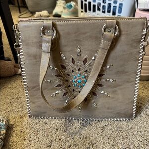 Elegant Tan Embellished Women's Bag